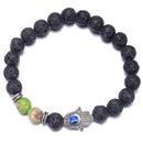 aqasha® Armband Lavastein & Achat grün - Armband - Hand der Fatima (0,8 cm)
