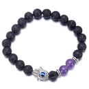 aqasha® Armband Lavastein & Achat violett - Armband - Hand der Fatima (0,8 cm)
