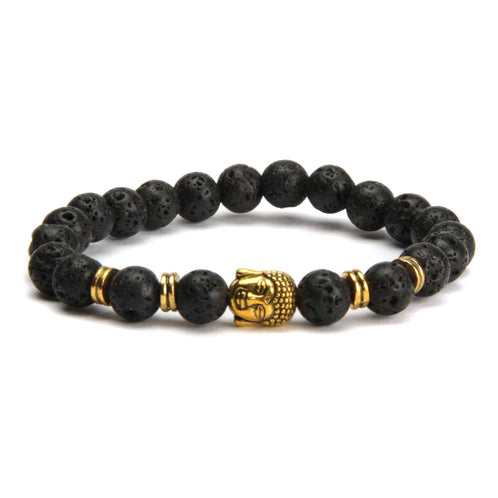 aqasha® Armband Lavastein - Armband - Buddha (0,8 cm)
