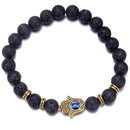 aqasha® Armband Lavastein - Armband - Hand der Fatima (0,8 cm)