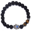 aqasha® Armband Lavastein & Tigerauge - Armband - Hand der Fatima (0,8 cm)