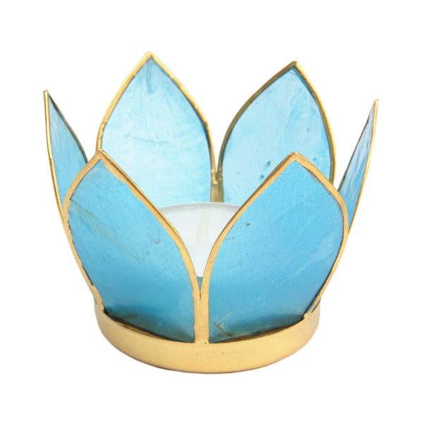aqasha® Kerze Lotus Teelichthalter klein blau