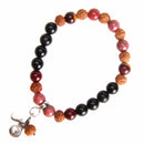 aqasha® Armband Mala Gebetsarmband Mookait, Obsidian & Rhodonit "Wohlbefinden"