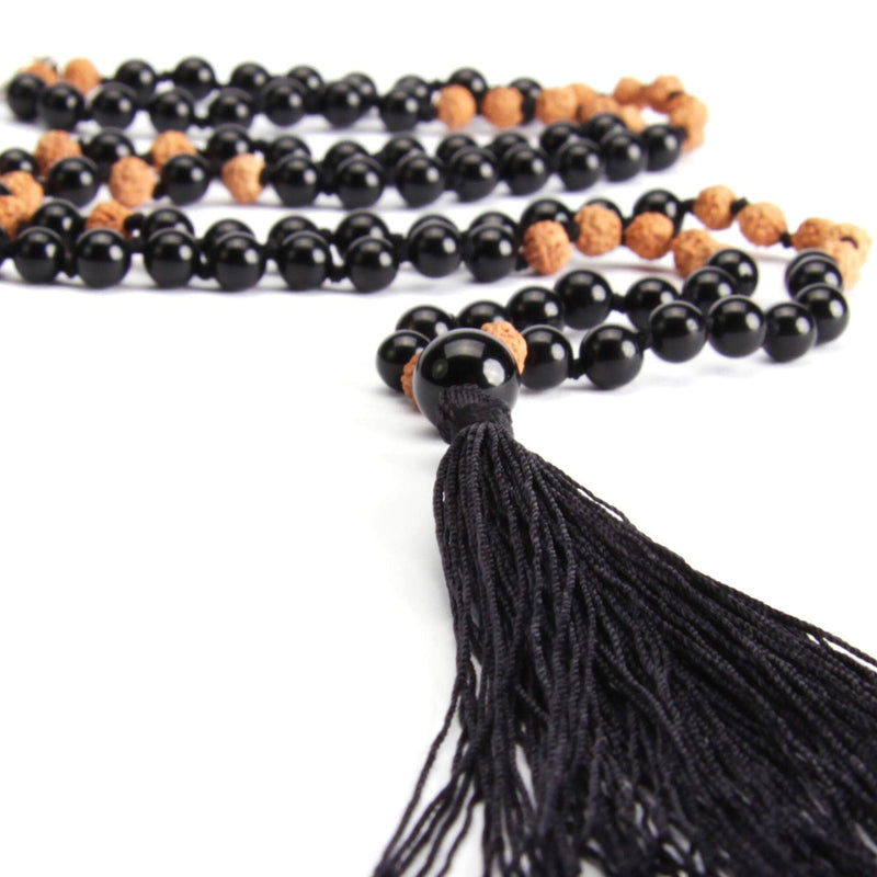 aqasha® Halskette Mala Gebetskette schwarzer Turmalin Schutz"