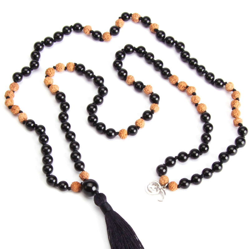 aqasha® Halskette Mala Gebetskette schwarzer Turmalin Schutz"