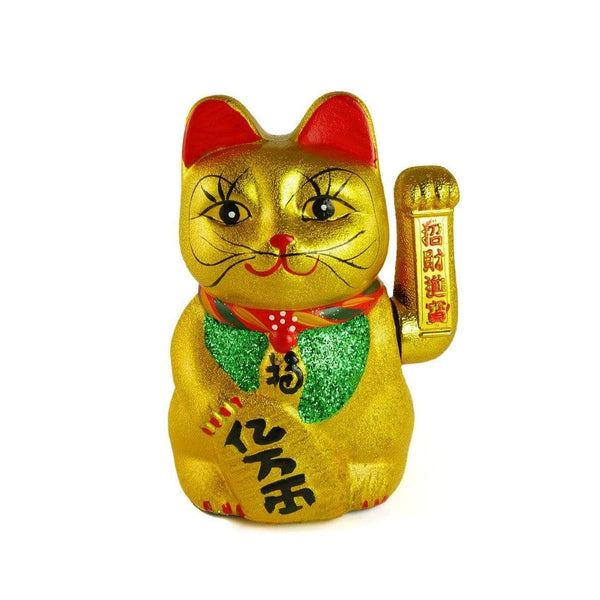 aqasha® Maneki Neko Gold Winkekatze Glückskatze Lucky Cat 18 cm