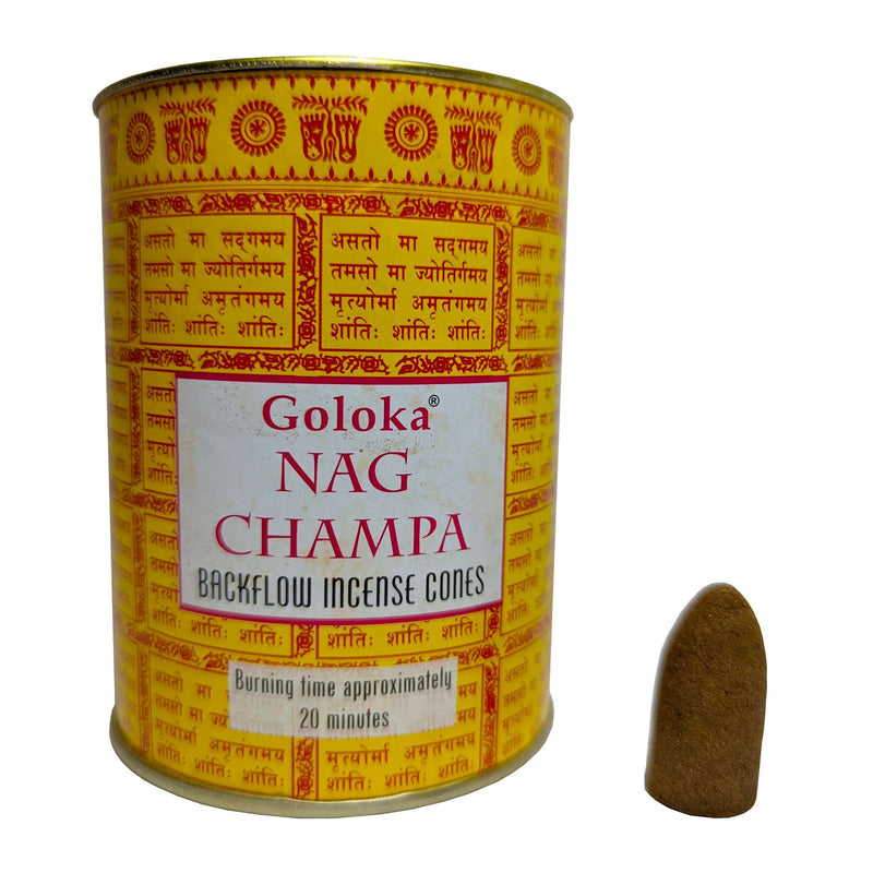 Goloka Nag Champa Backflow Räucherkegel, 24 Kegel, Brenndauer 20min