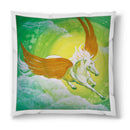 Sonja Ariel von Staden Kunstdruck Kissen / 40x40 cm Pegasusbild: Glückliches Pegasus-Einhorn - Kunstdruck