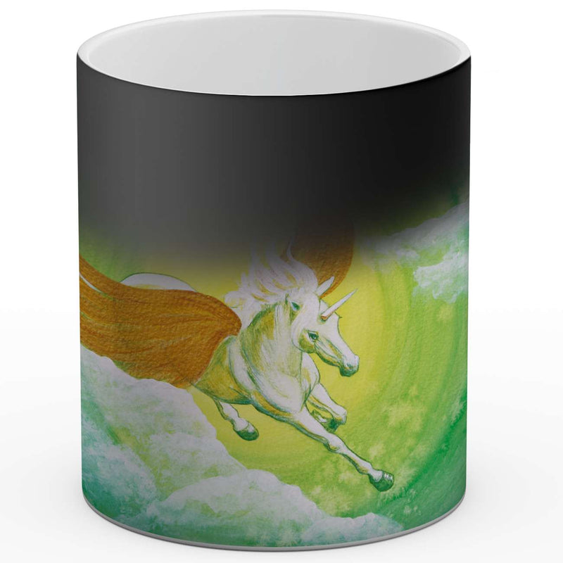 Sonja Ariel von Staden Kunstdruck Tasse / 325 ml (Thermoeffekt) Pegasusbild: Glückliches Pegasus-Einhorn - Kunstdruck