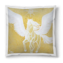 Sonja Ariel von Staden Kunstdruck Kissen / 40x40 cm Pegasusbild: Goldener Pegasus - Kunstdruck