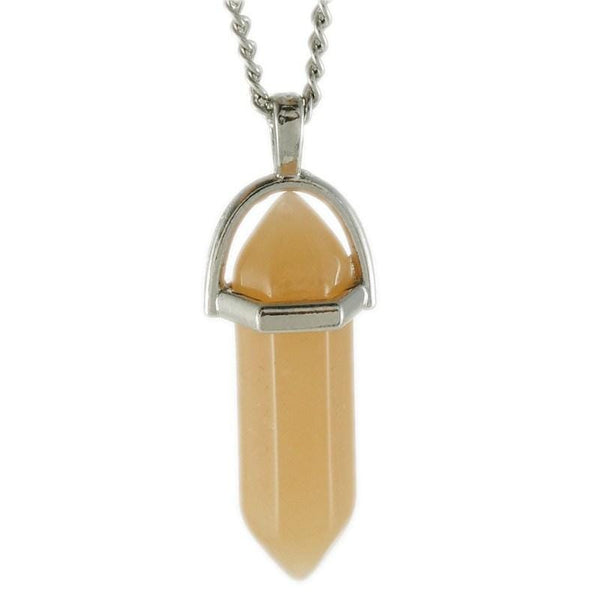 aqasha® Halskette Prisma Anhänger Glas beige "Stein der Naturverbundenheit"