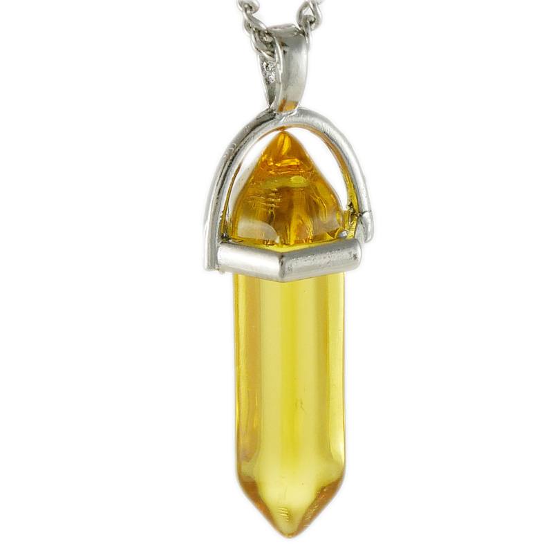 aqasha® Halskette Prisma Anhänger Glas gelbgold "Stein der Toleranz"