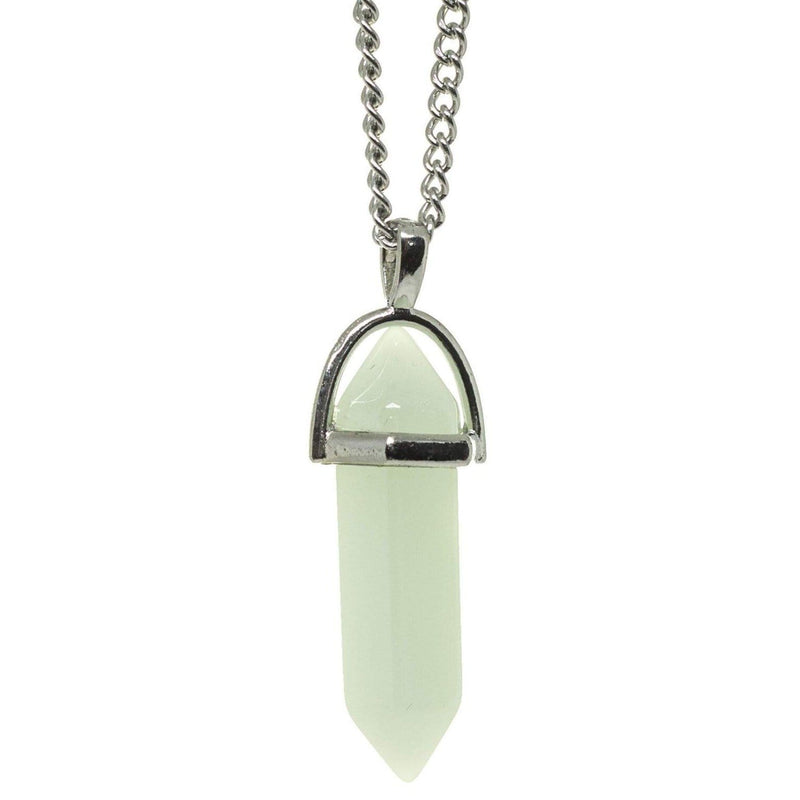 aqasha® Halskette Prisma Anhänger Glas Grün "Seelenstein"