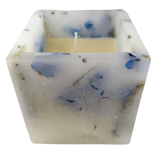 Lavender soy wax scented candle square, burn time 30 hrs (10cm)