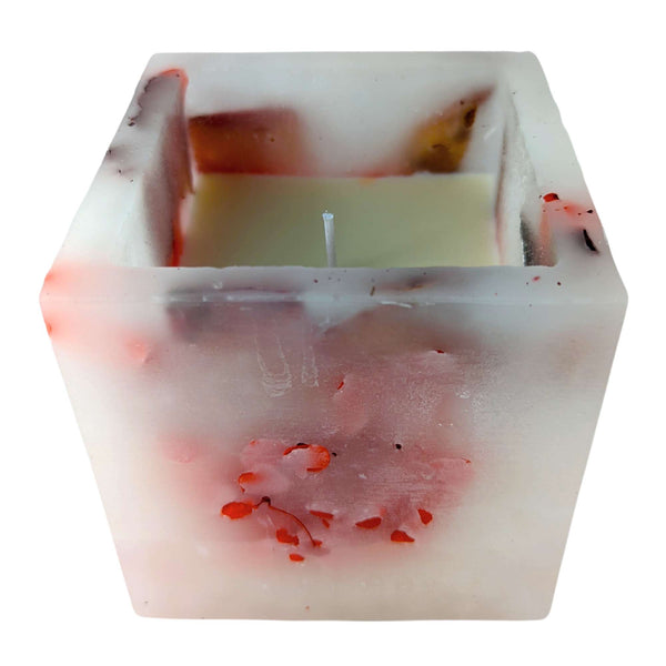 Rose scented soy wax candle square, burn time 30 hours (10cm)