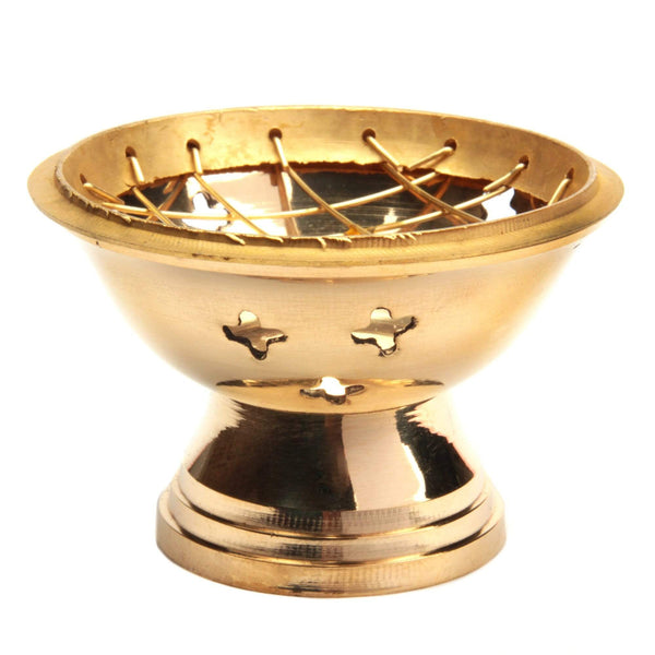 aqasha® Räuchergefäße Räuchergefäß Messing mit Kreuzverzierungen 5 cm