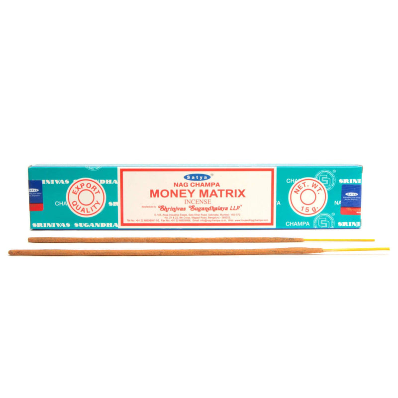 Satya Räucherstäbchen Räucherstäbchen Satya, Money Matrix, 12 Sticks, 20 cm, Brenndauer 45 min, Nag Champa