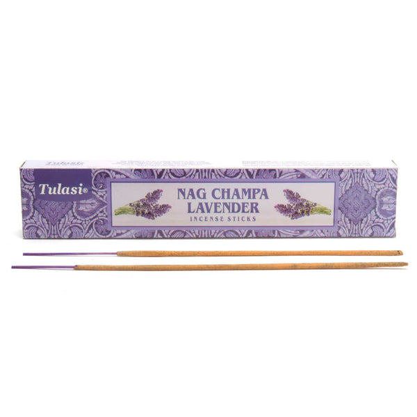 Tulasi Räucherstäbchen Räucherstäbchen Tulasi, Lavender, 12 Sticks, 20 cm, Brenndauer 45 min, Nag Champa