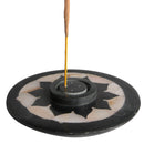 aqasha® Räucherstäbchenhalter - Perlmutt, Speckstein - Lotus - schwarz, weiß (Ø = 10cm)