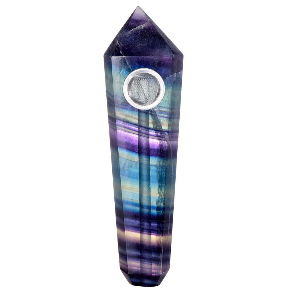 Edelstein Pfeife Regenbogenfluorit (9x3cm)