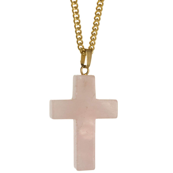 aqasha® Anhänger Rosenquarz Anhänger für Halskette - Kreuz rosa - (2,8 x 2 cm)