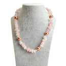 aqasha® Halskette Rosenquarz, Bergkristall & Perle - Halskette - Collier (45x1 cm)