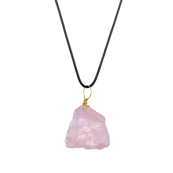 aqasha® Anhänger Rosenquarz - Halskette - Rohstein (2,5x2,5 cm)