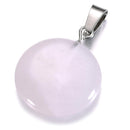 aqasha® Anhänger Rosenquarz - Halskette - Scheibe (2,1x2,1 cm)
