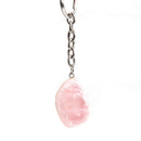 aqasha® Accessoire Rosenquarz - Schlüsselanhänger - Rohstein (3x3 cm)