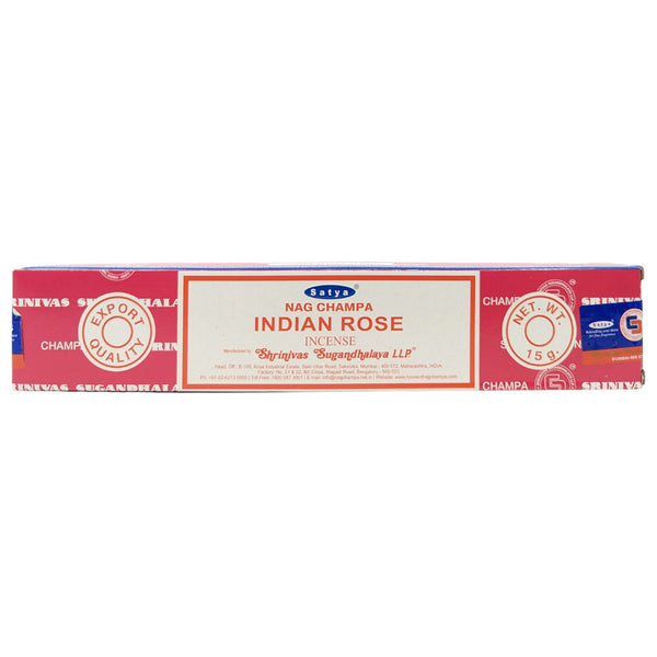 Satya Nag Champa Indian Rose, Indische Rose Räucherstäbchen, 12 Sticks, 20cm, Brenndauer 45min