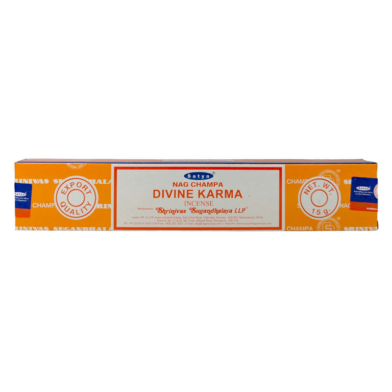 Satya Nag Champa Divine Karma, Göttliches Karma Räucherstäbchen, 12 Sticks, 20cm, Brenndauer 45min
