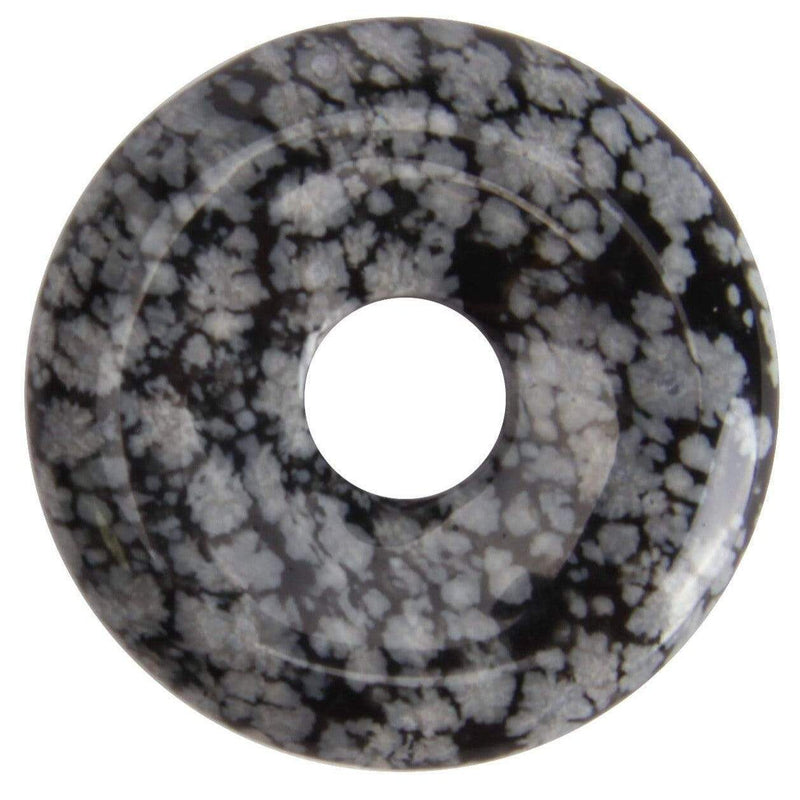 aqasha® Anhänger Schneeflockenobsidian - Donut für Halskette (3x3 cm)
