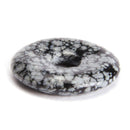 aqasha® Anhänger Schneeflockenobsidian - Donut für Halskette (3x3 cm)