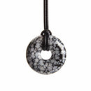 aqasha® Anhänger Schneeflockenobsidian - Donut für Halskette (3x3 cm)