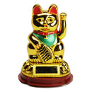 aqasha® Deko Solarlampe Winkekatze gold