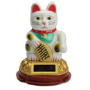 aqasha® Deko Solarlampe Winkekatze weiß