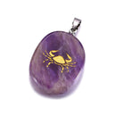 aqasha® Anhänger Sternzeichen Krebs - Halskette - Amethyst (4x3 cm)