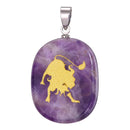 aqasha® Anhänger Sternzeichen Löwe - Halskette - Amethyst (4x3 cm)