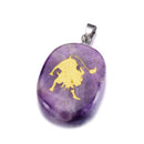 aqasha® Anhänger Sternzeichen Löwe - Halskette - Amethyst (4x3 cm)