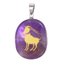 aqasha® Anhänger Sternzeichen Steinbock - Halskette - Amethyst (4x3 cm)