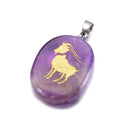 aqasha® Anhänger Sternzeichen Steinbock - Halskette - Amethyst (4x3 cm)