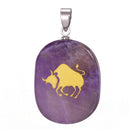 aqasha® Anhänger Sternzeichen Stier - Halskette - Amethyst (4x3 cm)