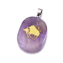 aqasha® Anhänger Sternzeichen Stier - Halskette - Amethyst (4x3 cm)
