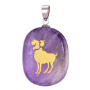 aqasha® Anhänger Sternzeichen Widder - Halskette - Amethyst (4x3 cm)