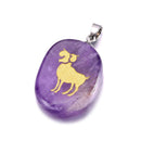 aqasha® Anhänger Sternzeichen Widder - Halskette - Amethyst (4x3 cm)