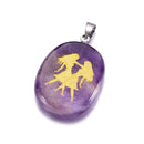 aqasha® Anhänger Sternzeichen Zwilling - Halskette - Amethyst (4x3 cm)