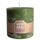 aqasha® Stumpenkerze Mon Ami Rustique - Paraffin - dunkelgrün (Höhe: 10cm, Ø = 10cm)