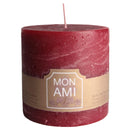 aqasha® Stumpenkerze Mon Ami Rustique - Paraffin - dunkelrot (Höhe: 10cm, Ø = 10cm)