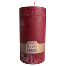 aqasha® Stumpenkerze Mon Ami Rustique - Paraffin - dunkelrot (Höhe: 20cm, Ø = 10cm)