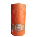 aqasha® Stumpenkerze Mon Ami Rustique - Paraffin - orange (Höhe: 20cm, Ø = 10cm)